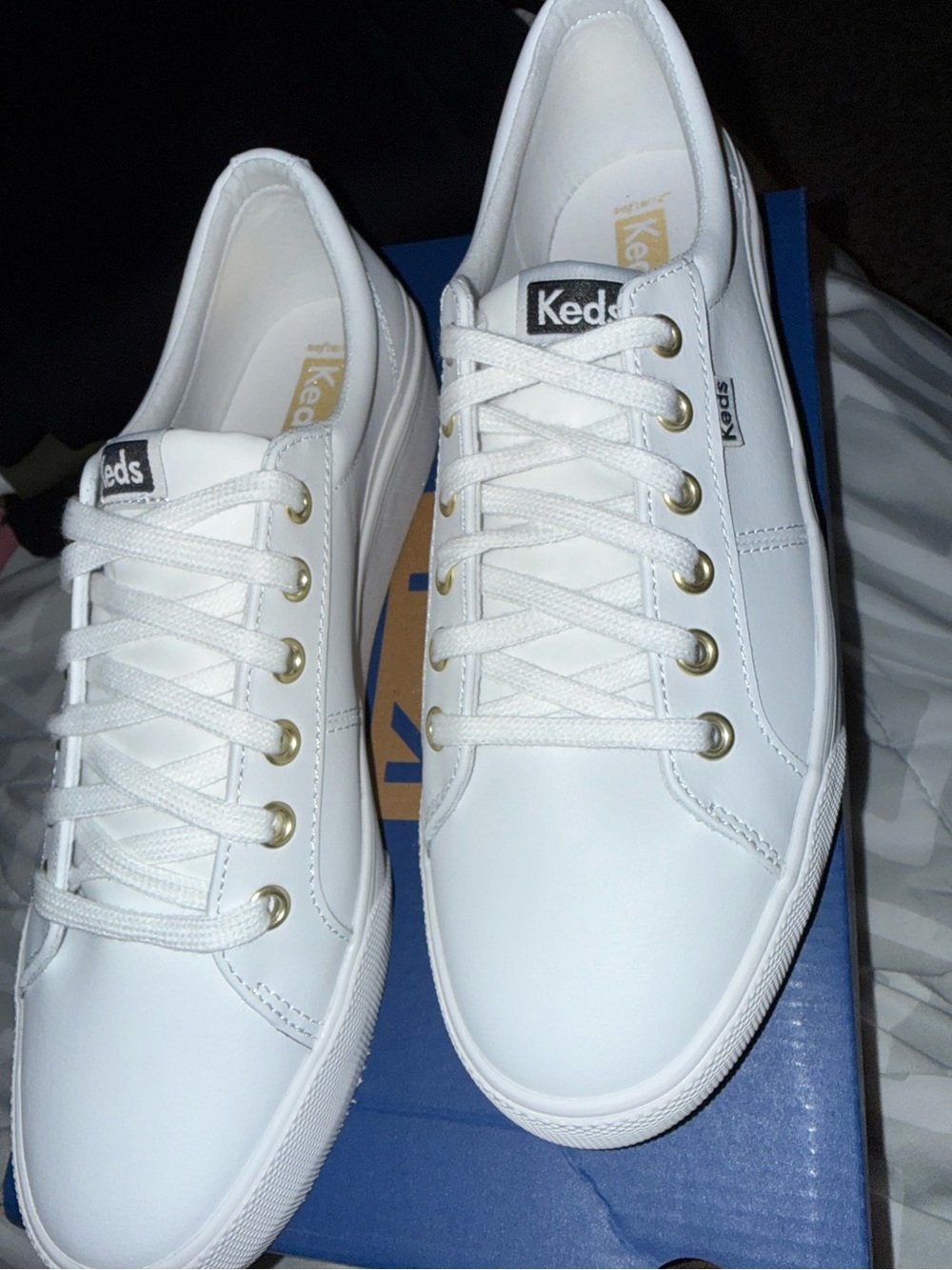Keds Jump Kick Duo White Leather Sneakers - Picture 2 of 4
